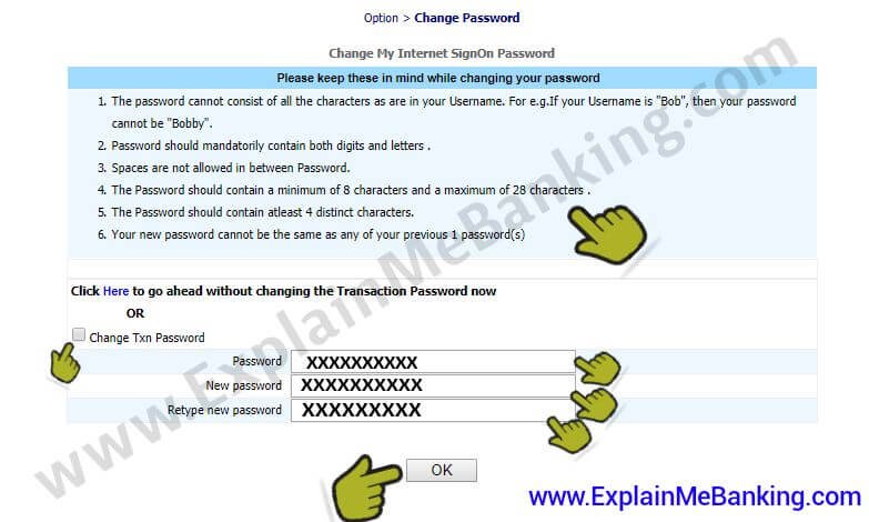 BOI Transaction Password Change Karna