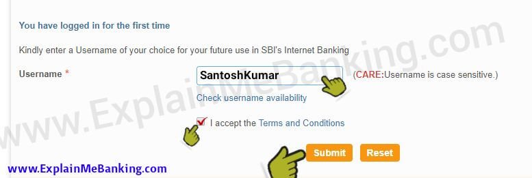 SBI Net Banking Username Creation