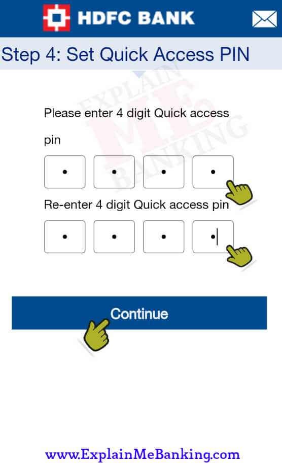Set HDFC Quick Access PIN