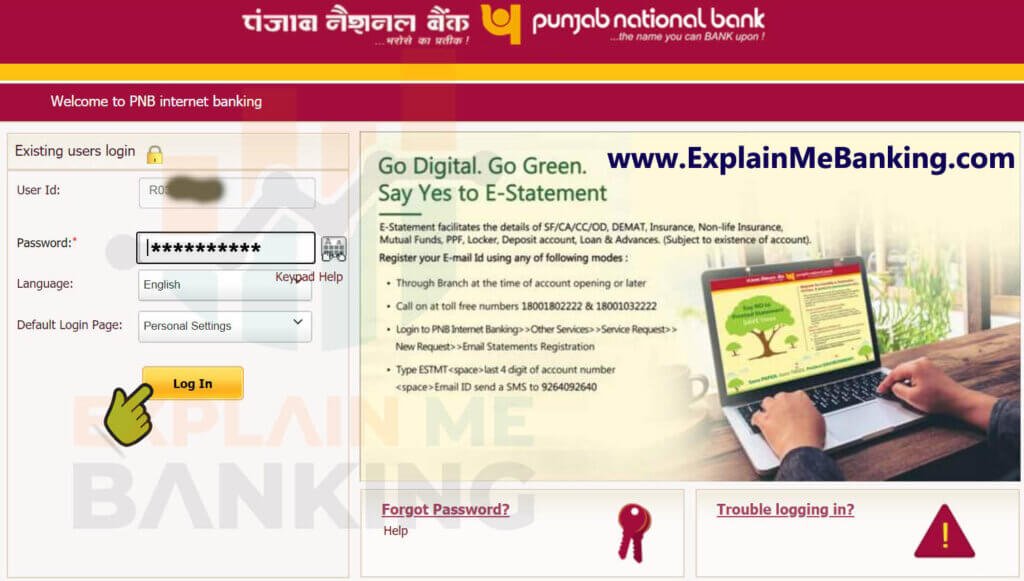 Punjab National Bank PNB Net Banking First Time Login (Activation) Process