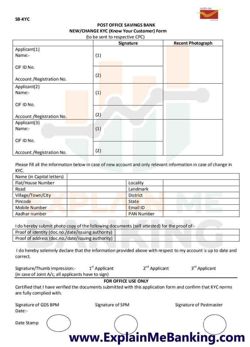Post Office Account KYC Form