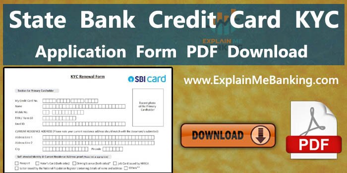 State Bank Of India SBI Credit Card KYC Form PDF Download
